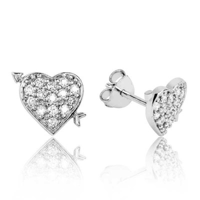 Gümüş Beyaz Kalpli Bayan Küpe satın al Gümüş Beyaz Kalpli Bayan Küpe