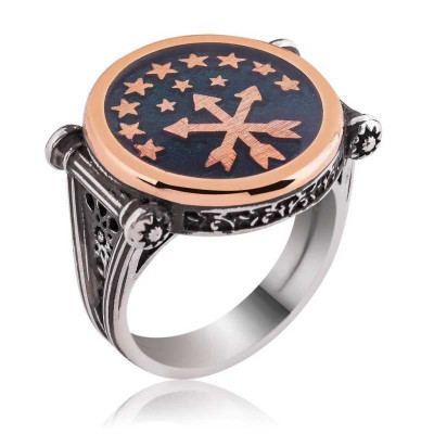 Gümüş Çerkes Bayrağı Erkek Yüzük satın al Gümüş Çerkes Bayrağı Erkek Yüzük