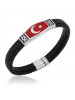 Gümüş Derili Ay Yıldız Erkek Bileklik