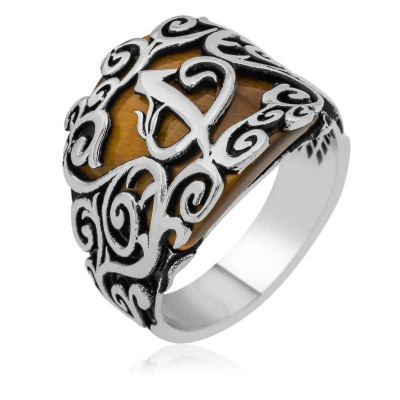 Gümüş Elif Vav Erkek Yüzük satın al Gümüş Elif Vav Erkek Yüzük