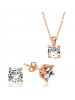 ​Gümüş Rose Tek Taş İkili Set