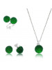 Gümüş Yeşil Kristal Bayan Set